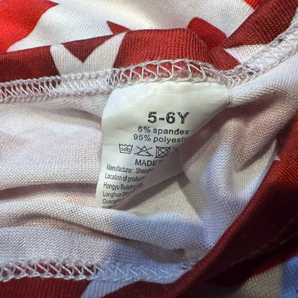 Girls Red & White Holiday Pajama Set 5–6Y Two Piece Christmas Sleepwear